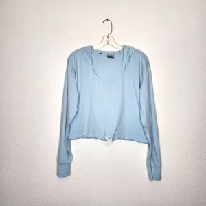 Gymshark Crop Long Sleeve Active Light Blue Hooded Sweater Size M